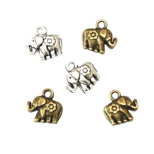 Zinklegierung Tier Anhänger, Elephant, plattiert, DIY, keine, 12x11.50mm, 100PCs/Tasche, verkauft von Tasche