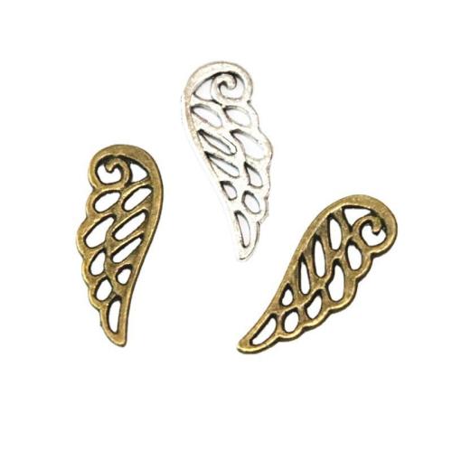 Wing Shaped Zinc Alloy Privjesci, Cink Alloy, pozlaćen, možete DIY, više boja za izbor, 24x9mm, 100računala/Torba, Prodano By Torba