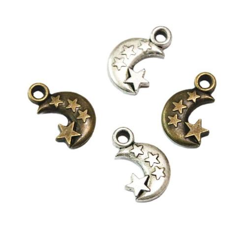 Zinc Alloy Moon Pendler, Måne og stjerne, forgyldt, du kan DIY, flere farver til valg, 21.50x13.60mm, 60pc'er/Bag, Solgt af Bag