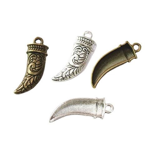 Zinc Alloy Pendler, Horn, forgyldt, du kan DIY, flere farver til valg, 27.50x12.50x4mm, 100pc'er/Bag, Solgt af Bag