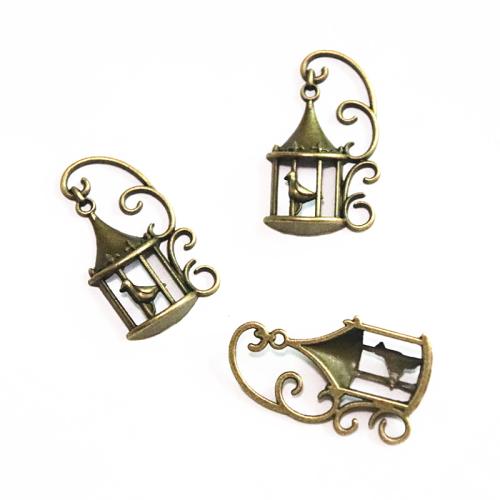 Pendentifs en alliage de zinc, cage, Plaqué de couleur de bronze antique, DIY, 34x21mm, 50PC/sac, Vendu par sac