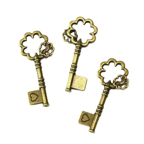 Zinc Alloy Key Pendler, Nøgle, antik bronze farve forgyldt, du kan DIY, 20x45.40mm, 40pc'er/Bag, Solgt af Bag