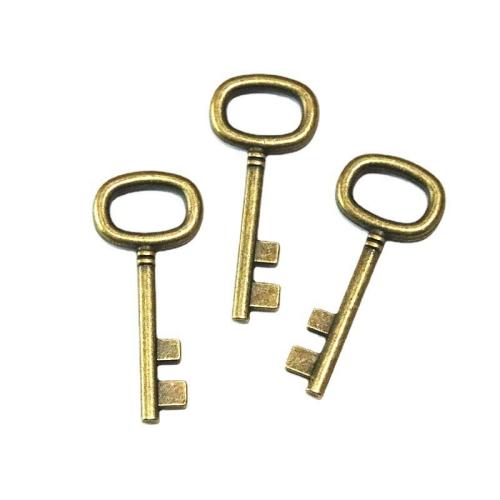 Zinc Alloy Key Pendants antique bronze color plated DIY Sold By Bag