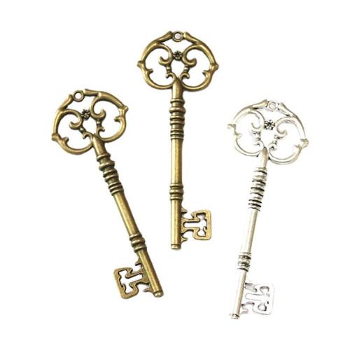 Zinc Alloy Key riipukset, Sinkkiseos, Avain, päällystetty, tee-se-itse, enemmän värejä valinta, 30x80mm, 20PC/laukku, Myymät laukku