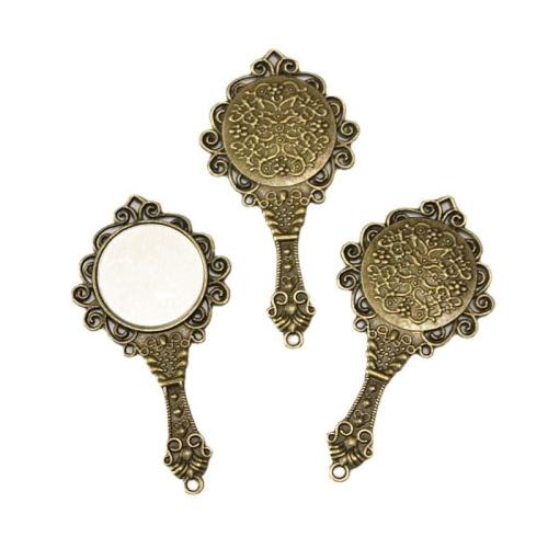 Zinc Alloy Pendler, Mirror, antik bronze farve forgyldt, du kan DIY, 68x35mm, 10pc'er/Bag, Solgt af Bag