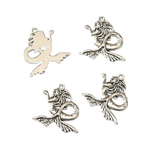 Zinc Alloy Pendants Mermaid antique silver color plated DIY Sold By Bag