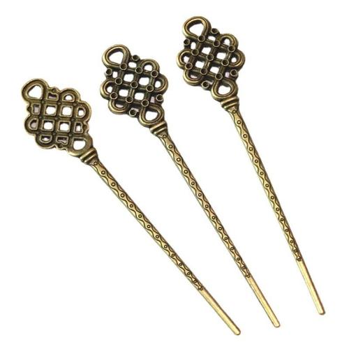 Pau de cabelo, liga de zinco, banho de cor bronze antigo, dupla face - frente e verso, 155x30mm, 10PCs/Bag, vendido por Bag