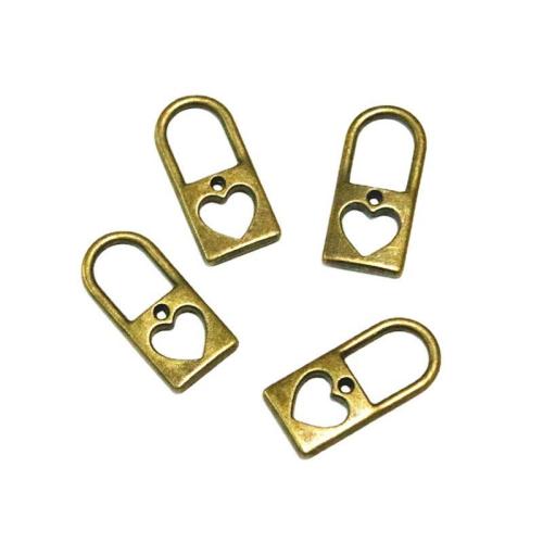 Pendants Sinc Alloy Lock, dath cré-umha antique plátáilte, DIY, 26x12mm, 50ríomhairí pearsanta/Mála, Díolta De réir Mála