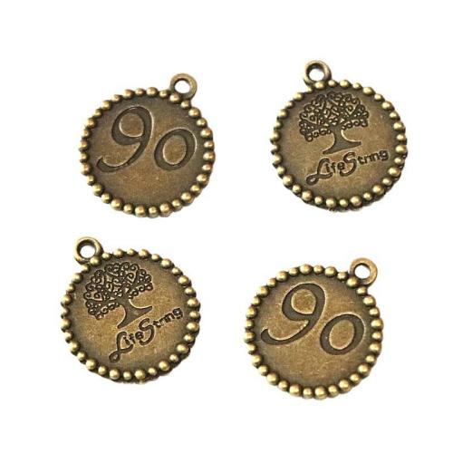 Pendentifs en alliage de zinc, Rond, Plaqué de couleur de bronze antique, DIY, 24.50x20.80mm, 60PC/sac, Vendu par sac