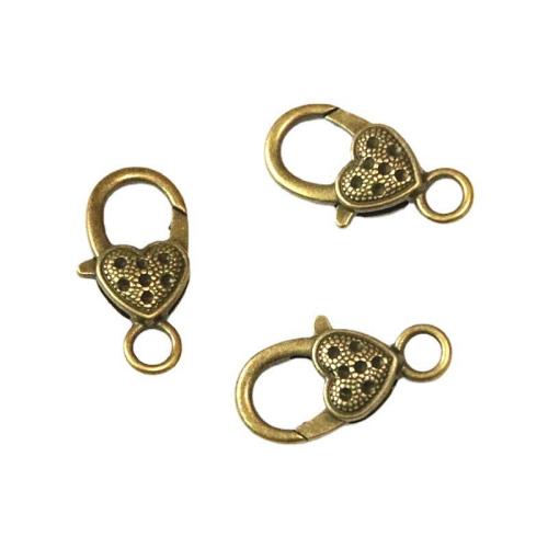 Fecho de lagosta de liga de zinco, banho de cor bronze antigo, DIY, 14x26mm, 40PCs/Bag, vendido por Bag