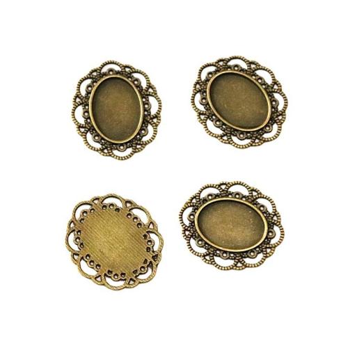 Zinc Alloy vedhæng Cabochon Setting, antik bronze farve forgyldt, du kan DIY & 1/1 løkke, 18x13mm, 50pc'er/Bag, Solgt af Bag