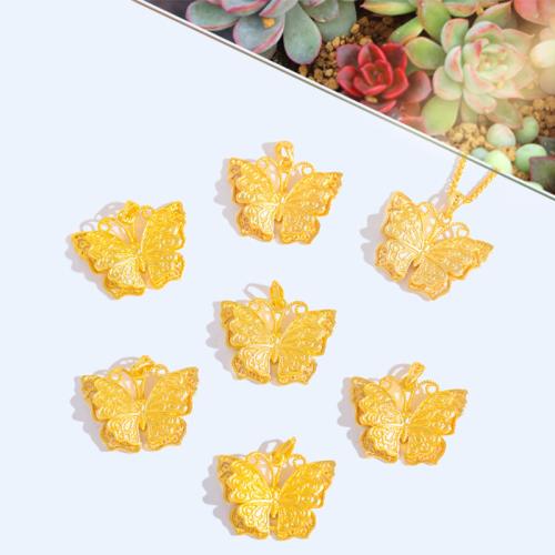 Brass Jewelry Pendants Butterfly sang gold plated DIY Sold By PC