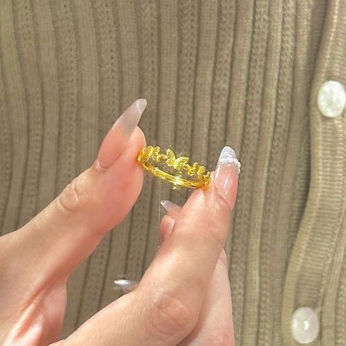 Messing Manchet Finger Ring, Vlinder, gold plated, mode sieraden & voor vrouw, Maat:6.5, Verkocht door PC