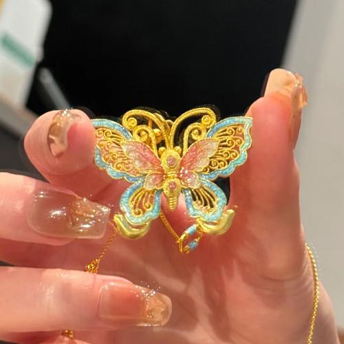 Brass Jewelry Pendants Butterfly sang gold plated & enamel Sold By PC