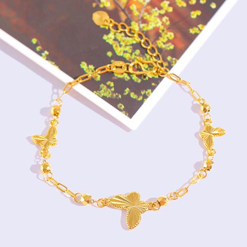 Brass Bracelet and Necklace Butterfly gold color plated & for woman Sold By PC