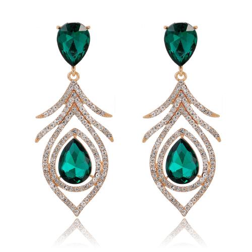 Zinc Alloy Stud Earring with Glass Rhinestone fashion jewelry & for woman & with rhinestone Sold By Pair