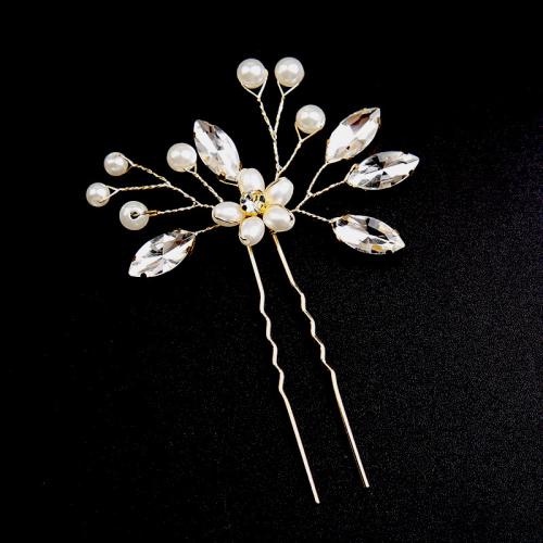 Hair Stick Iron with Plastic Pearl for bridal & with rhinestone Sold By PC