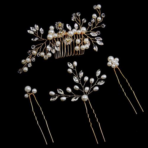 Mixed Hair Accessories Iron with Plastic Pearl for bridal & with rhinestone Sold By PC