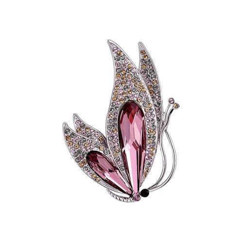 Zinc Alloy Brooches, for woman & with rhinestone, 41x31mm, Sold By PC