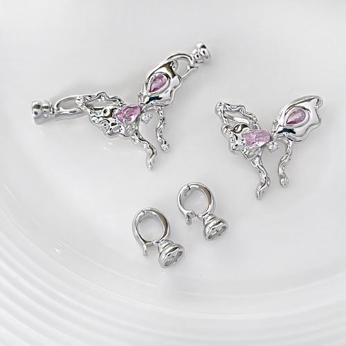 Brass Jewelry Clasps Butterfly DIY & micro pave cubic zirconia Sold By PC