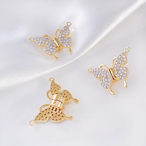 Brass Magnetic Clasp Butterfly DIY & micro pave cubic zirconia Sold By PC