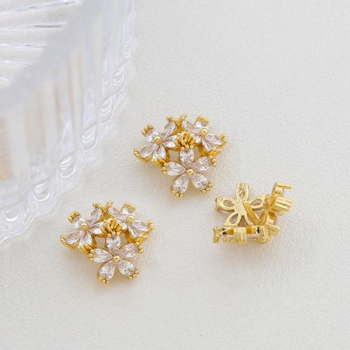 Brass Peg Bail Flower DIY & micro pave cubic zirconia Sold By PC