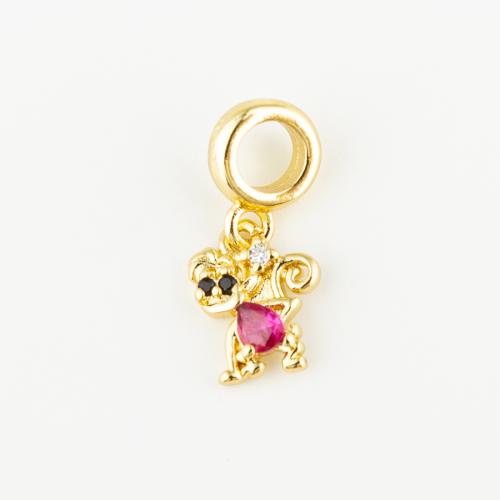 Cubic Zirconia Micro Pave bronze Pingente, cobre, joias de moda & unissex & micro pavimento em zircônia cúbica, dourado, 12x9mm, Buraco:Aprox 5mm, vendido por PC