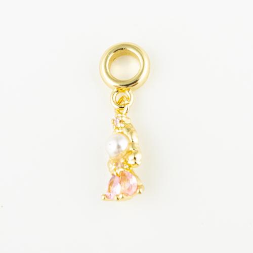 Cubic Zirconia Micro Pave Brass Pendant fashion jewelry & Unisex & micro pave cubic zirconia golden Approx 5mm Sold By PC