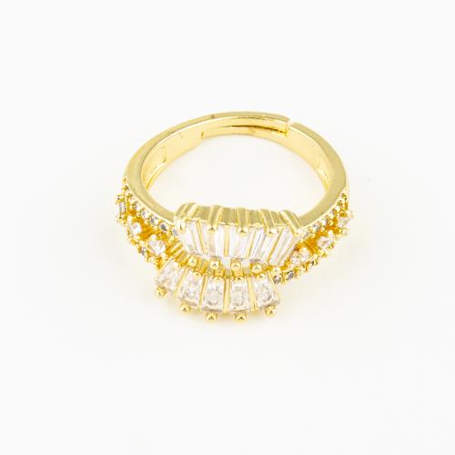 Cubic Zirconia Micro Pave Brass Ring fashion jewelry & Unisex & micro pave cubic zirconia golden Sold By PC