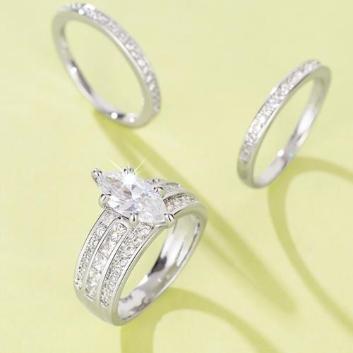 Fashion Brass Ring Set three pieces & micro pave cubic zirconia & for woman Sold By Set