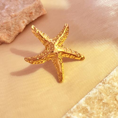 Stainless Steel Finger Ring 304 Stainless Steel Starfish fashion jewelry & for woman golden Sold By PC