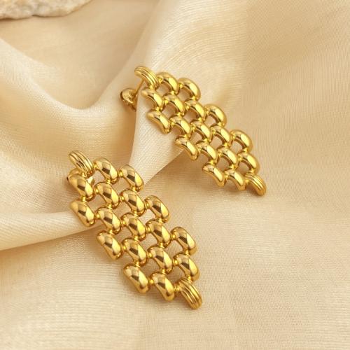 Stainless Steel Stud Earrings 304 Stainless Steel fashion jewelry & for woman golden Sold By Pair