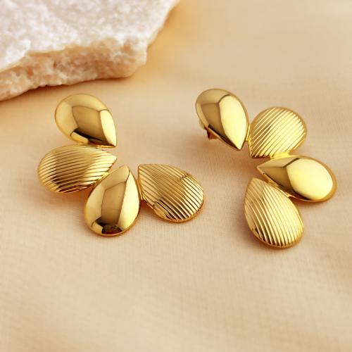 Stainless Steel Stud Earrings 304 Stainless Steel fashion jewelry & for woman golden Sold By Pair