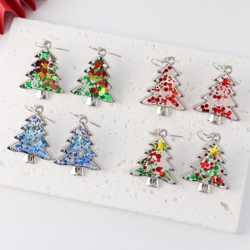 Resin Earring with 304 Stainless Steel & Zinc Alloy Christmas Tree epoxy gel fashion jewelry & for woman Sold By Bag