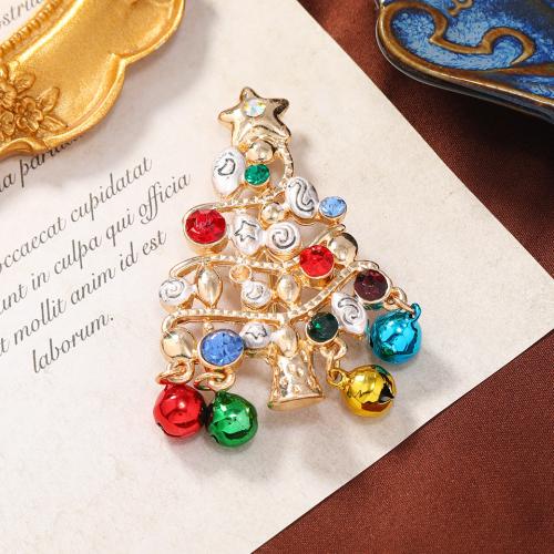 Zinc Alloy Brooches Christmas Design & enamel & with rhinestone Sold By PC