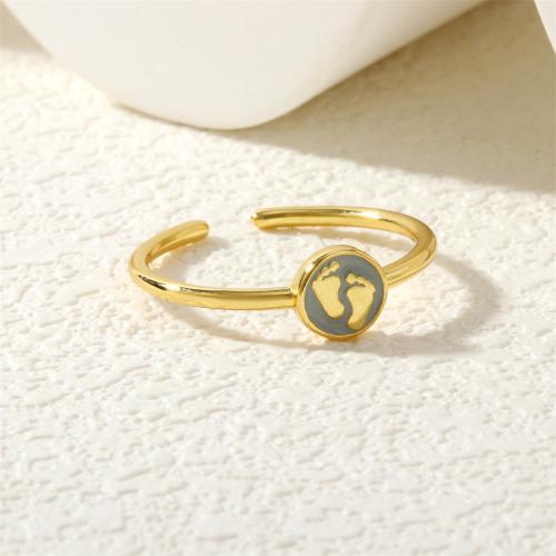 Brass Finger Ring Foot gold color plated fashion jewelry & for woman & enamel nickel lead & cadmium free Inner Approx 17mm Sold By PC