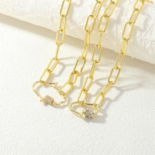 Cubic Zircon Micro Pave Brass Necklace with 5cm extender chain Hand gold color plated fashion jewelry & micro pave cubic zirconia & for woman nickel lead & cadmium free Length Approx 35 cm Sold By PC