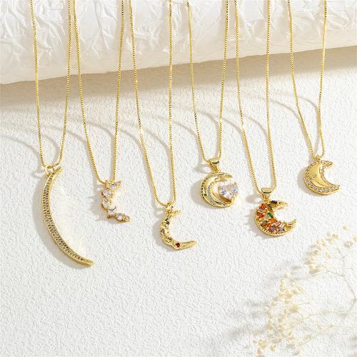 Kubieke Zirkoon Micro Pave Brass Ketting, Messing, gold plated, Andere vorm voor keuze & Verstelbare & mode sieraden & micro pave zirconia & voor vrouw, meer kleuren voor de keuze, nikkel, lood en cadmium vrij, Lengte Ca 35-45 cm, Verkocht door PC