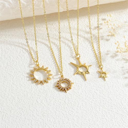 Kubieke Zirkoon Micro Pave Brass Ketting, Messing, met 5cm extender keten, gold plated, Andere vorm voor keuze & mode sieraden & micro pave zirconia & voor vrouw, meer kleuren voor de keuze, nikkel, lood en cadmium vrij, Lengte Ca 40 cm, Verkocht door PC