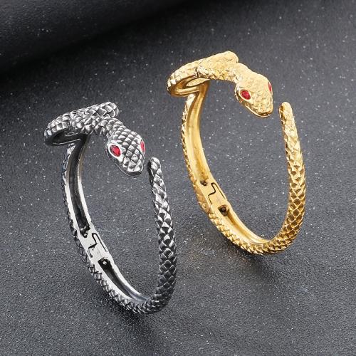 Rostfritt stål Armring, 304 rostfritt stål, Snake, plated, för människan & med strass, fler färger för val, Säljs av PC