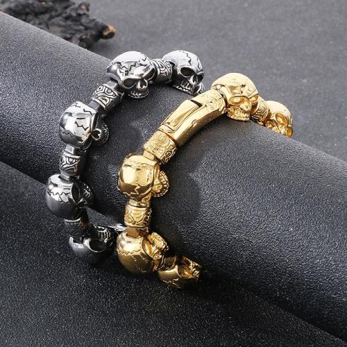 Stainless Steel Jewelry Bracelet 304 Stainless Steel Skull plated for man Sold By PC