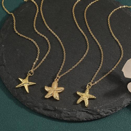 Brass Necklace Starfish gold color plated & for woman nickel lead & cadmium free Sold By PC