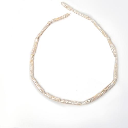 Biwa Kulturan Slatkovodni Pearl perle, možete DIY, bijel, 6x30mm, Rupa:Približno 1mm, Prodano Per Približno 38 cm Strand