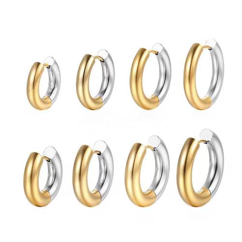 Stainless Steel Hoop Earring 304 Stainless Steel plated & for woman & two tone Sold By PC