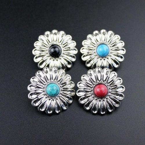 Zinc Alloy Shank Button with Plastic Flower plated DIY 30mm Inner Approx 5mm Sold By PC