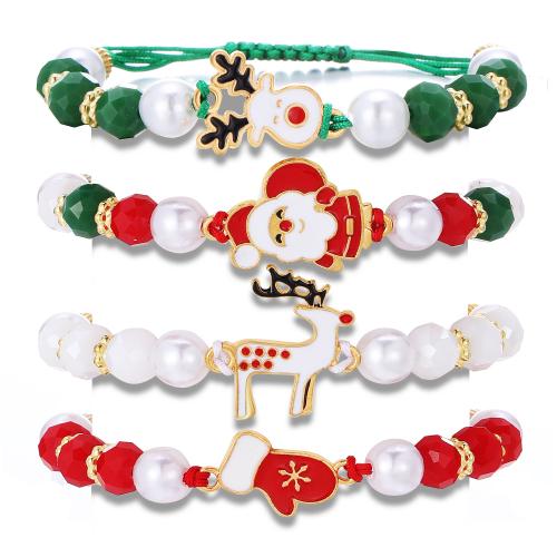 Christmas Holiday Bracelet Zinc Alloy with Polymer Clay handmade 4 pieces & Christmas Design & enamel multi-colored Sold By Set