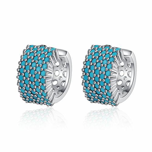 Cubic Zirconia Micro Pave Brass Earring plated micro pave cubic zirconia & for woman Sold By Pair