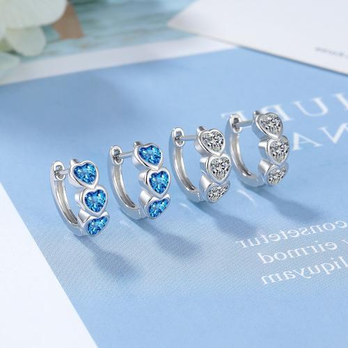 Cubic Zirconia Micro Pave Brass Earring Heart plated micro pave cubic zirconia & for woman Sold By Pair