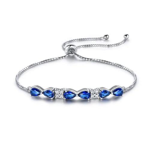 Cúbicos Circonia pulsera Latón Micro pavimenta, metal, chapado, micro arcilla de zirconia cúbica & para mujer, color de platina, longitud aproximado 25 cm, Vendido por UD