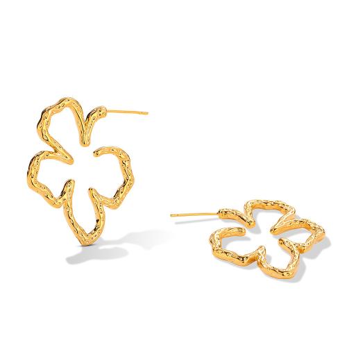 Brass Stud Earring petals plated for woman Sold By Pair